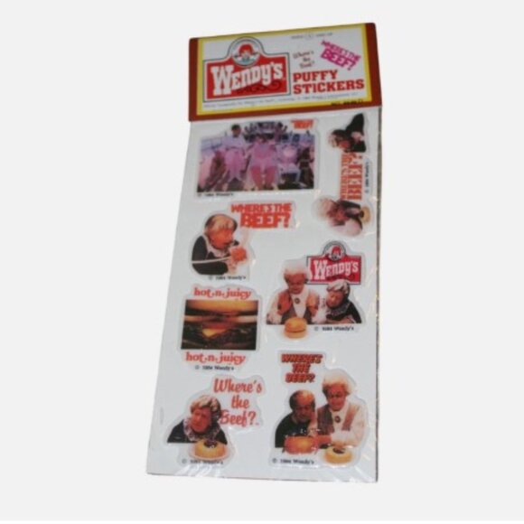 Vintage Wendys Puffy Stickers Wheres the Beef? 1984 Unopened - Picture 1 of 3